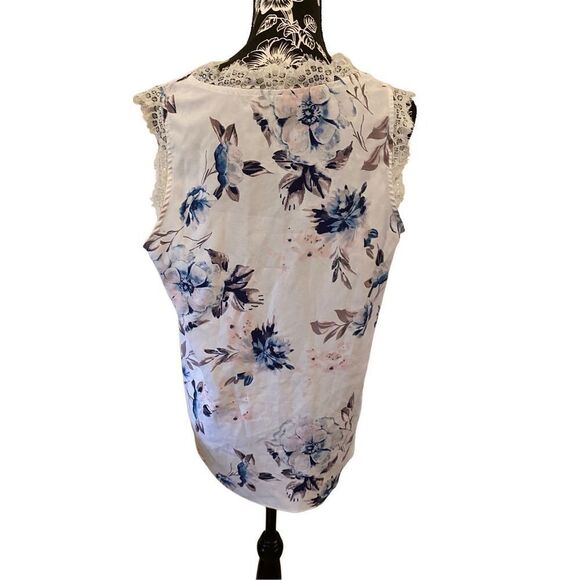 Floral Satin Cami Tank Top Relaxed Fit Summer Coastal Beach Formal - Picture 2 of 14